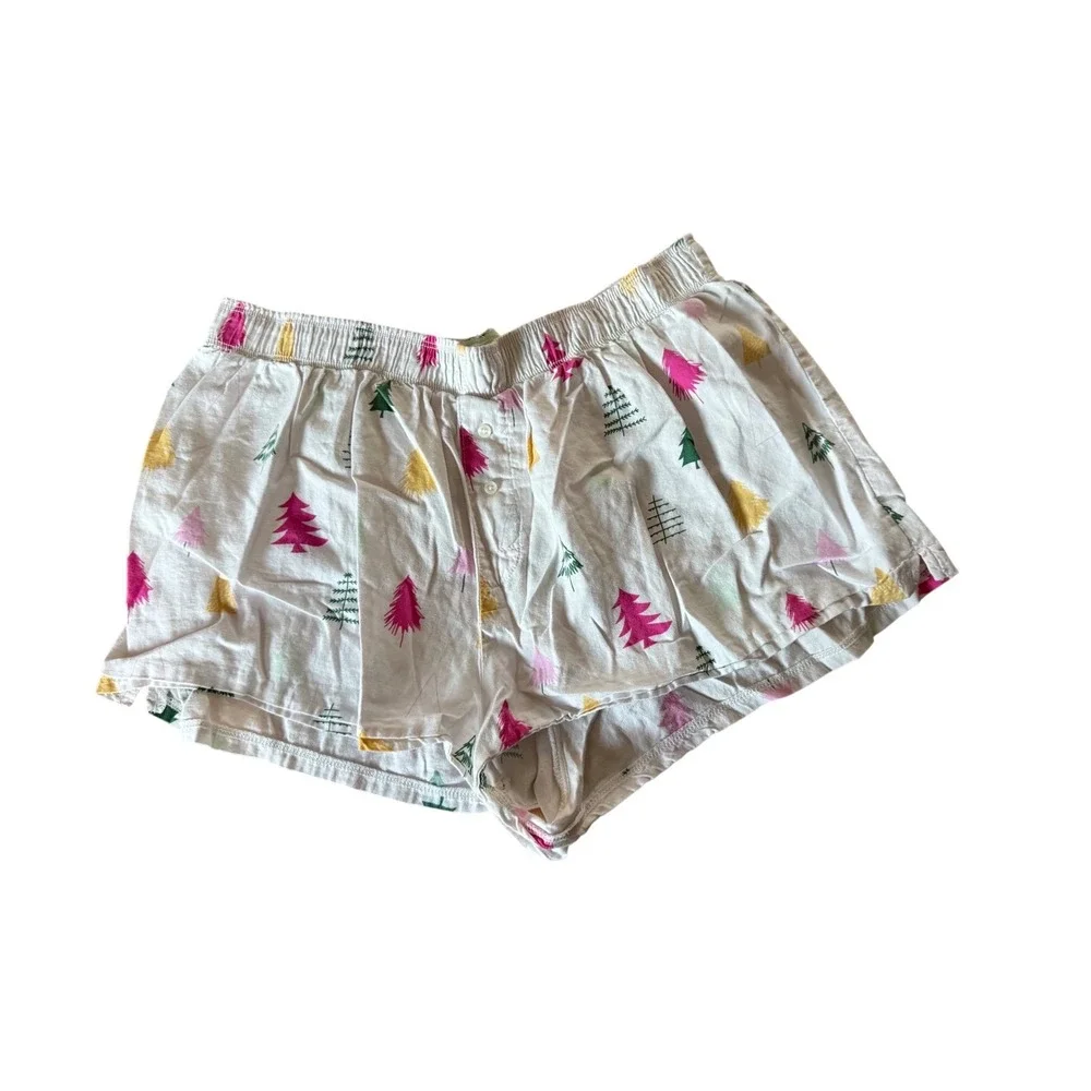 Colsie colorful tree print white pj‎ lounge shorts lightweight